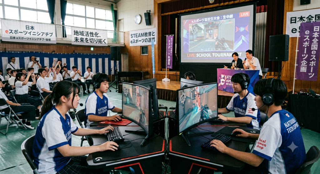 行政が行うeスポーツ（eSports）イベントの風景イメージ画像。
eSportsを活かした取り組み事例